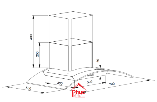MÁY HÚT MÙI KÍNH CONG GẮN TƯỜNG - ĐIỀU KHIỂN PHÍM CƠ BC2001A