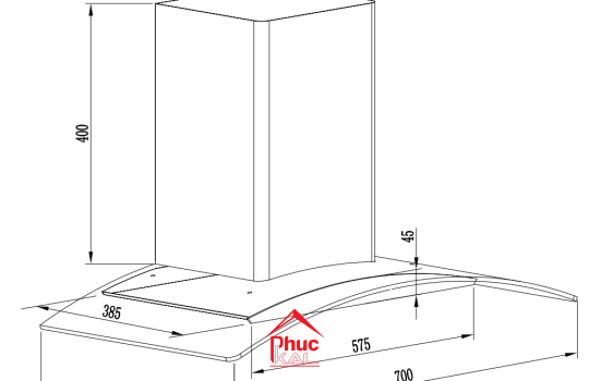 MÁY HÚT MÙI KÍNH CONG GẮN TƯỜNG - ĐIỀU KHIỂN CẢM ỨNG BU2001A