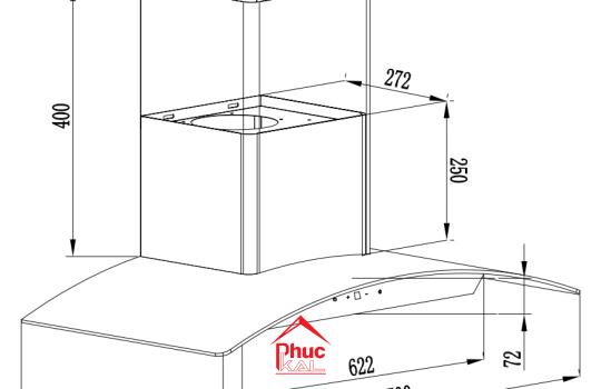 MÁY HÚT MÙI KÍNH CONG GẮN TƯỜNG - ĐIỀU KHIỂN CẢM ỨNG BU2002A