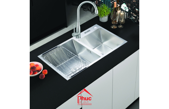 CHẬU ĐÚC 2 HỐ LỆCH DƯƠNG BÀN B018245